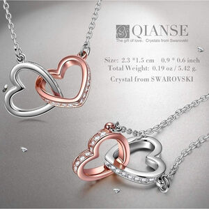 Women's 18" Necklace White & Rose Gold Plated with Swarovski Crystals